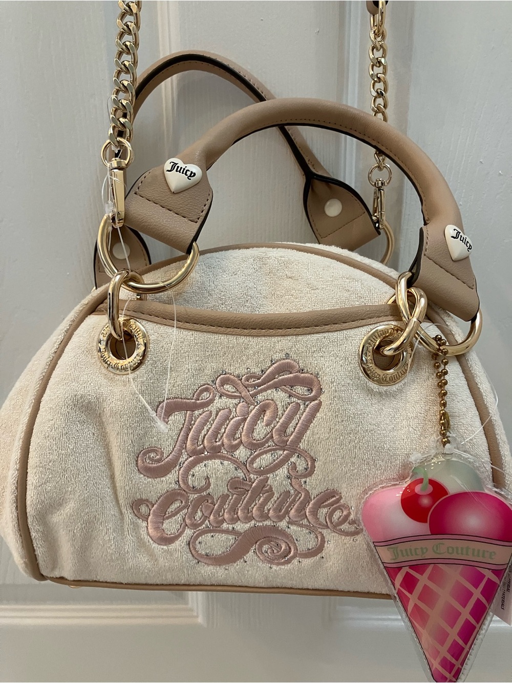 Juicy Couture Cream & Beige crossbody satchel